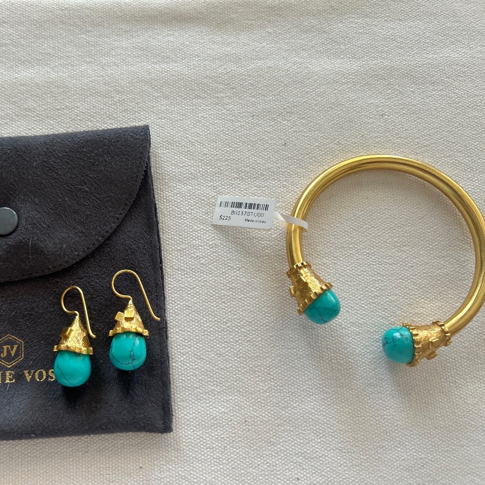 Julie Vos cuff bracelet and matching earrings